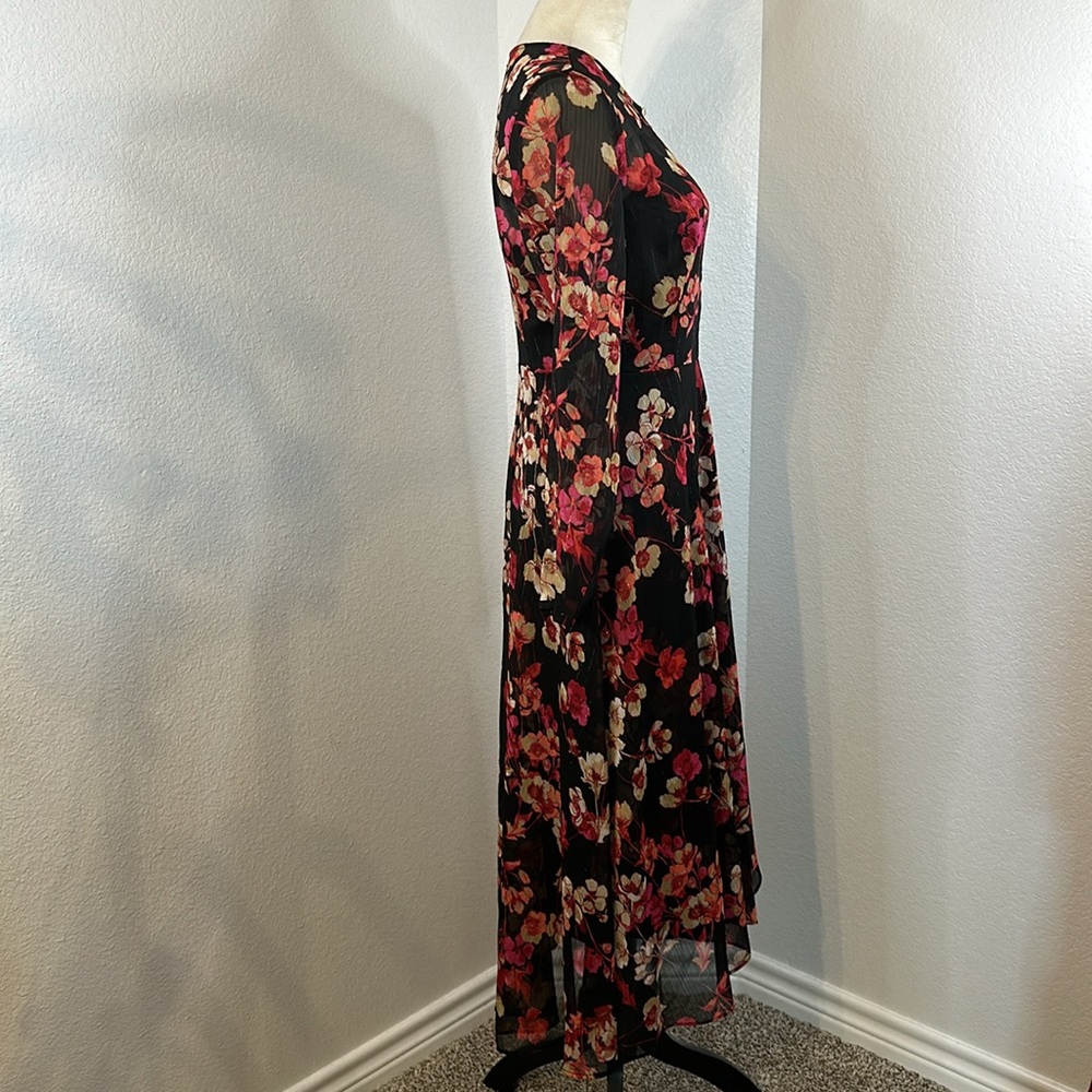 Tommy Hilfiger Paper Poppy Printed Chiffon A-Line Dress Size 2 & 4 NWT - Picture 7 of 13